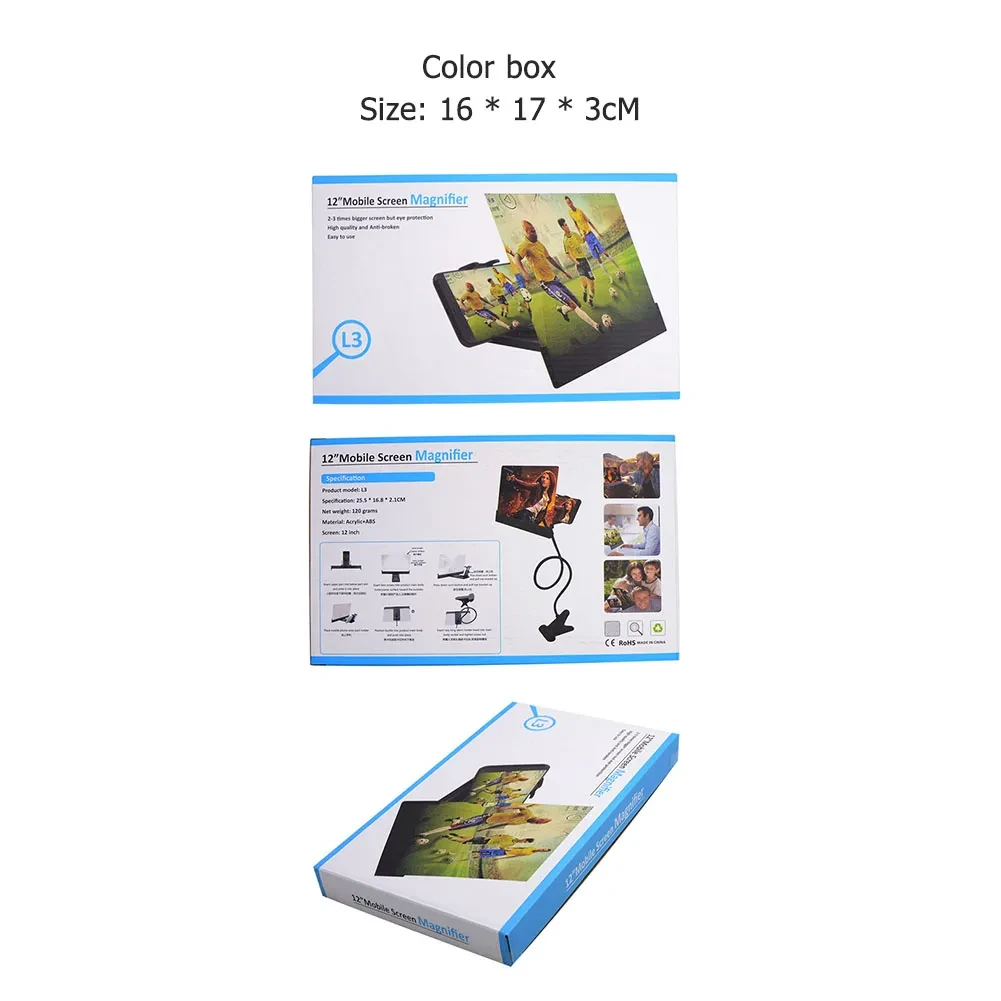 12 Inch Mobile Phone Screen High-definition Eye Protection Video Theater Stand L3 Office Home 3d