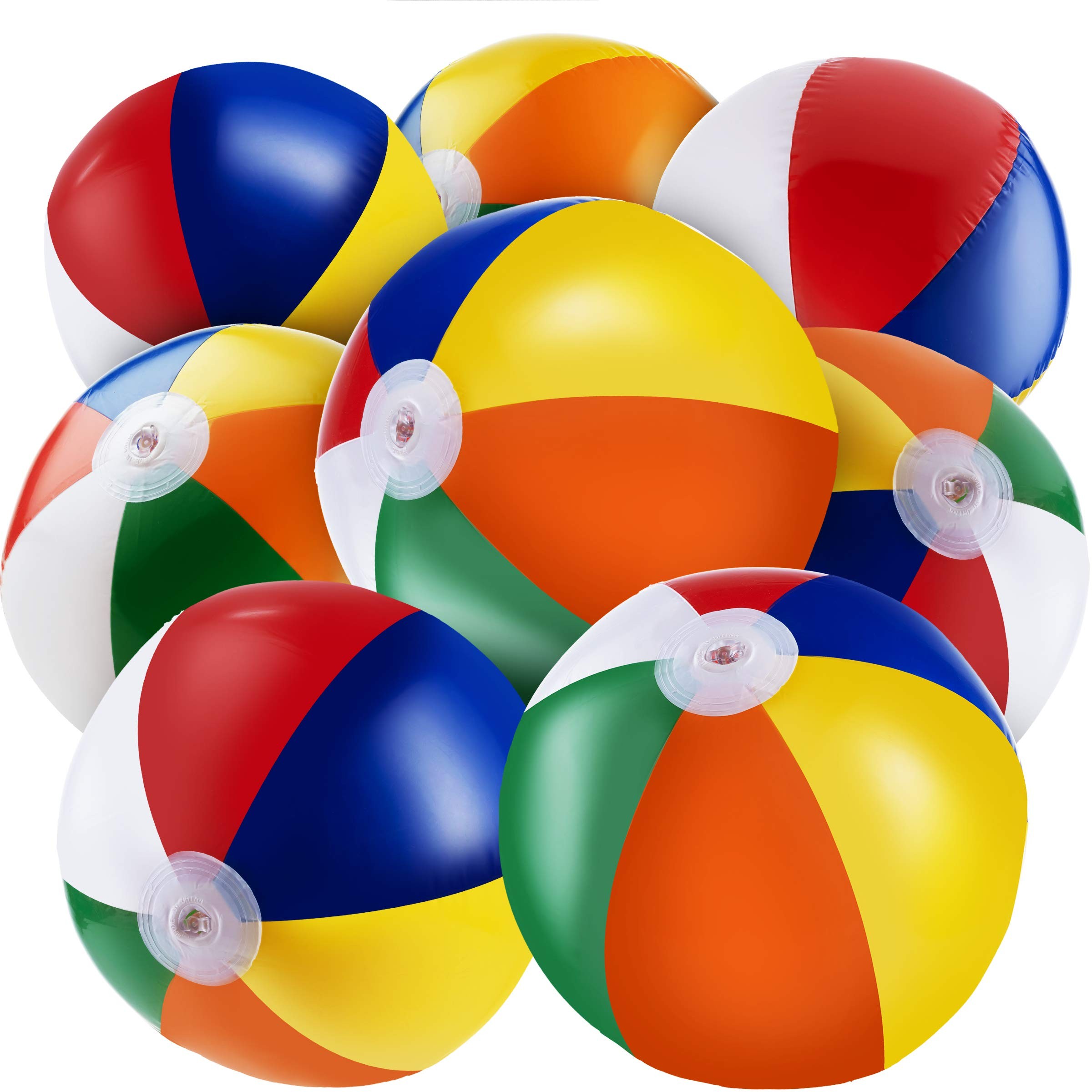 Inflatable Rainbow Beach Balls - Bulk Pool Toy Party Favor