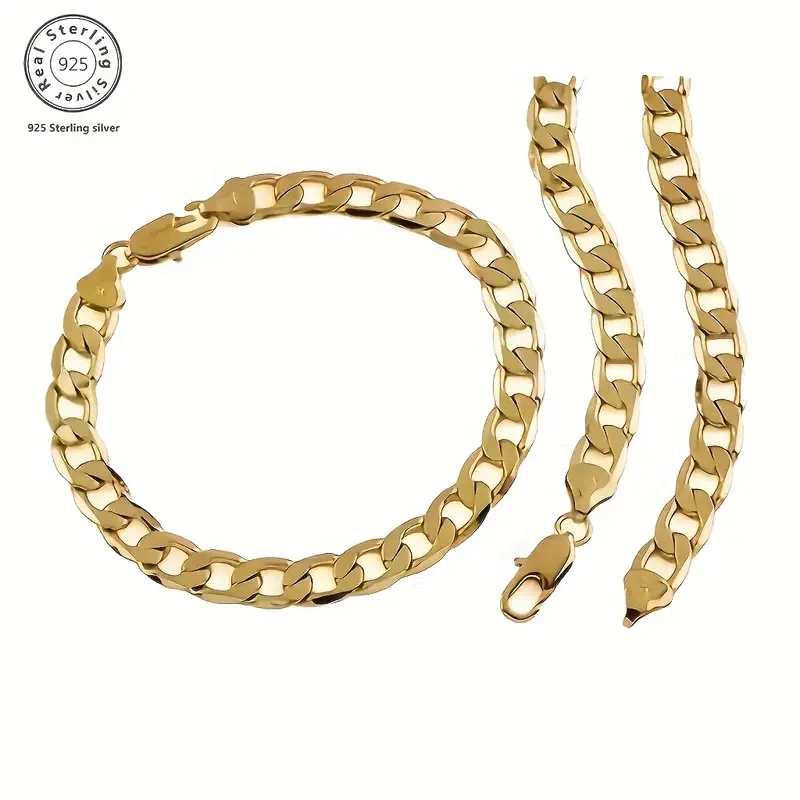 Elegant 18K Gold-Plated Cuban Chain Set for Women