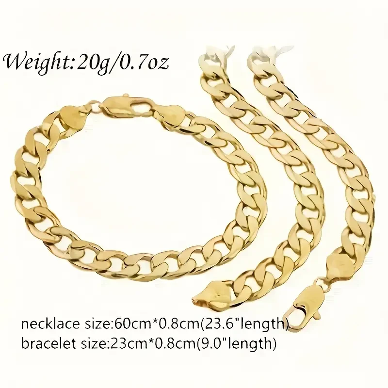 Elegant 18K Gold-Plated Cuban Chain Set for Women