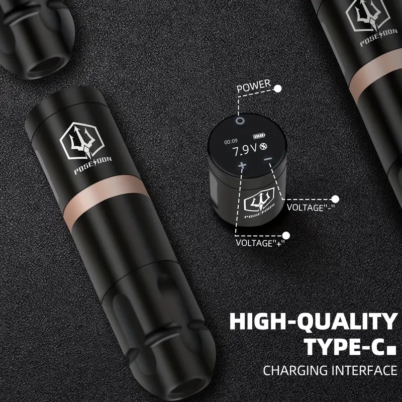 POSEIDON Rotary Wireless Tattoo Pen Kit with USB Power Supply