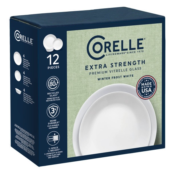 Winter Frost White Vitrelle 12pc Set - Corelle