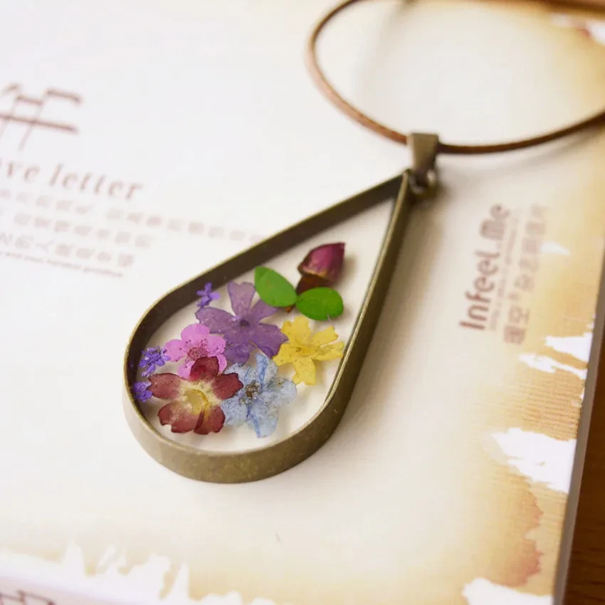 Vintage Natural Dried Flower Necklace Sweater Chain
