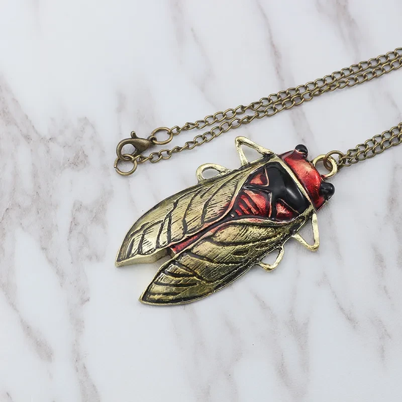 Creative Cute Alloy Dripping Oil Animal Cicada Necklace