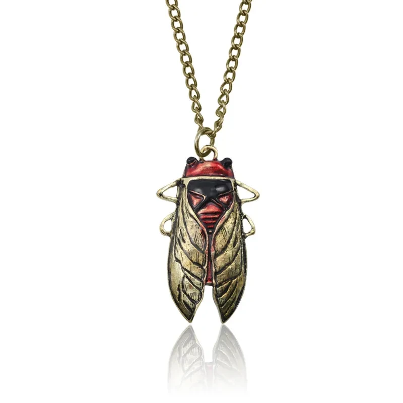 Creative Cute Alloy Dripping Oil Animal Cicada Necklace