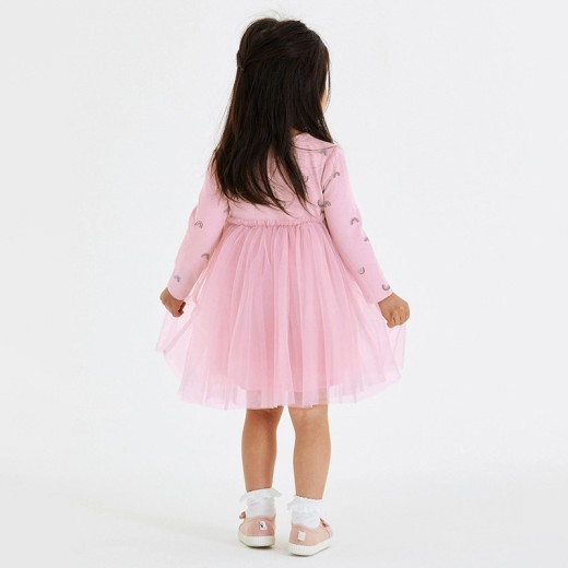 Cute Autumn Mesh Girl's Long-sleeved Dress