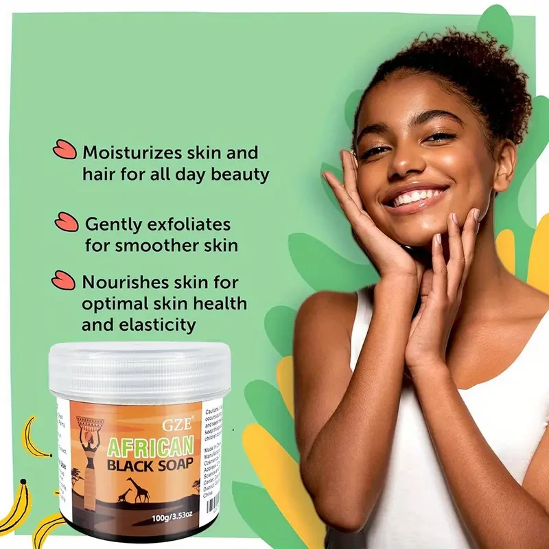 GZE African Black Soap Bar Paste Body Wash Set