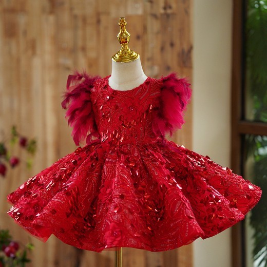 Girl's Dress Red Princess Children