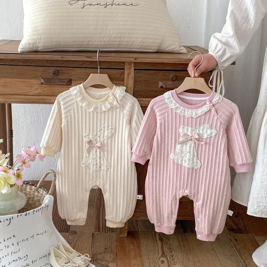 Newborn Baby Lace Collar Long Sleeve Romper Western Style Outwear