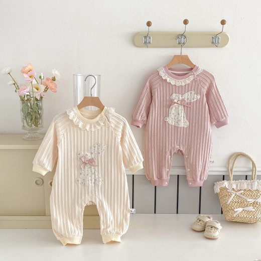 Newborn Baby Lace Collar Long Sleeve Romper Western Style Outwear