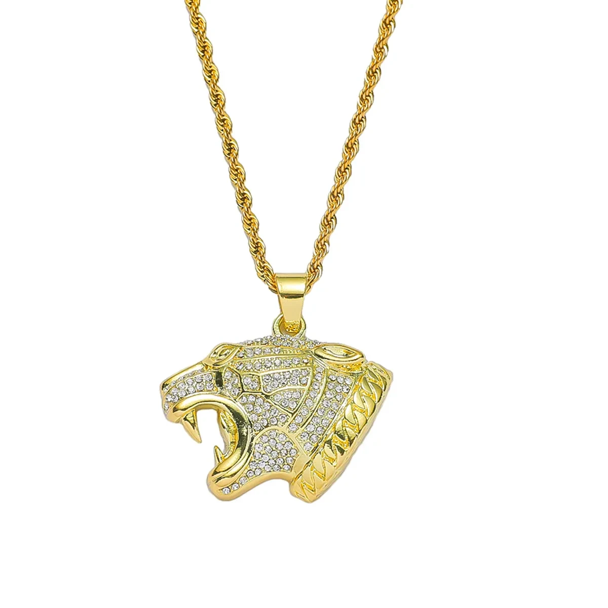 Leopard Head Pendant Necklace Men's Necklace