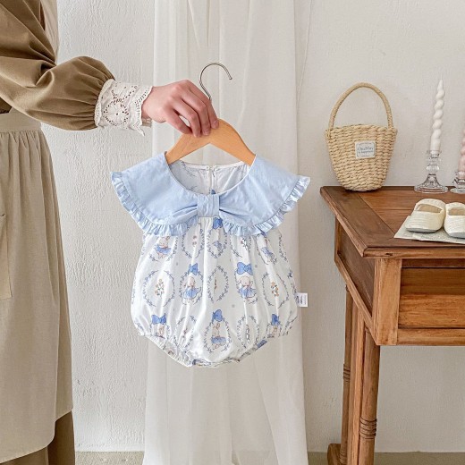 Sweet Bow Collar Onesie Romper One Year Old Celebration Dress