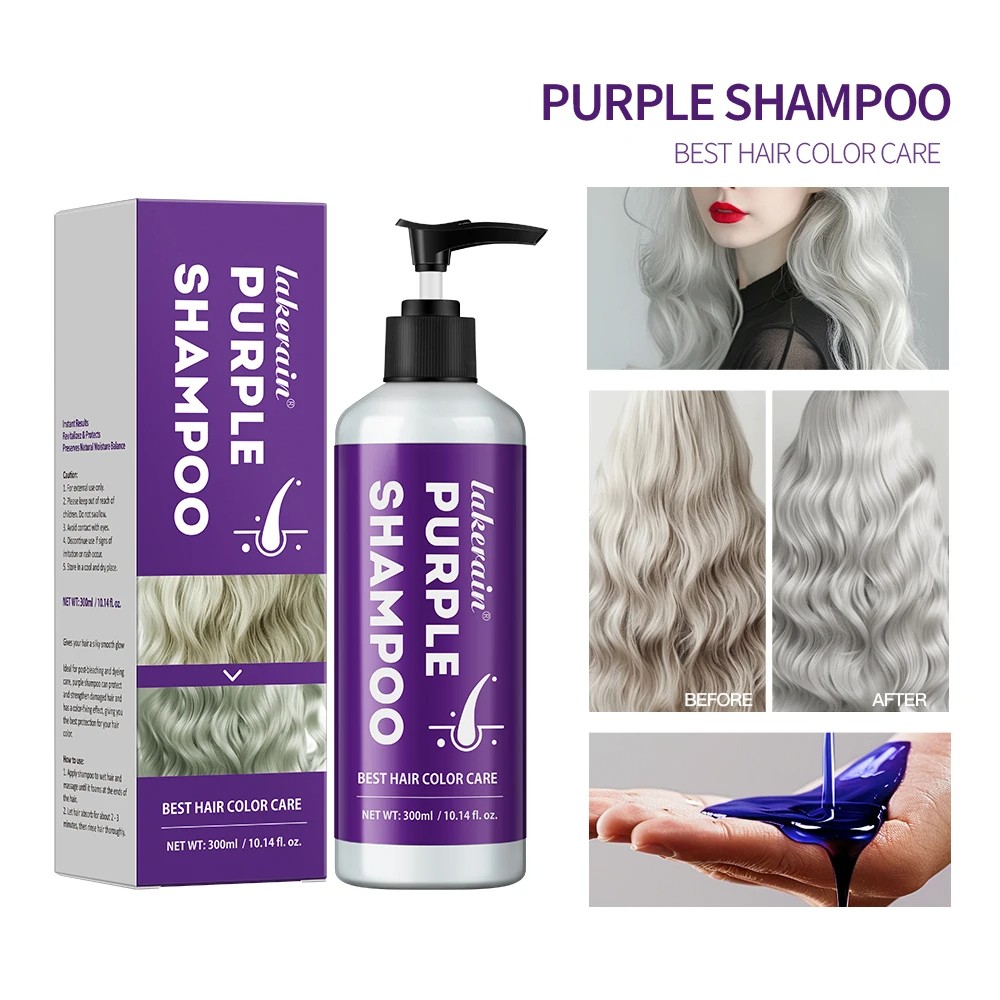 300ml Purple Shampoo for Blonde Hair Yellow Tone Remover and Color Lock for Silver, Gray, and Bleached Hair