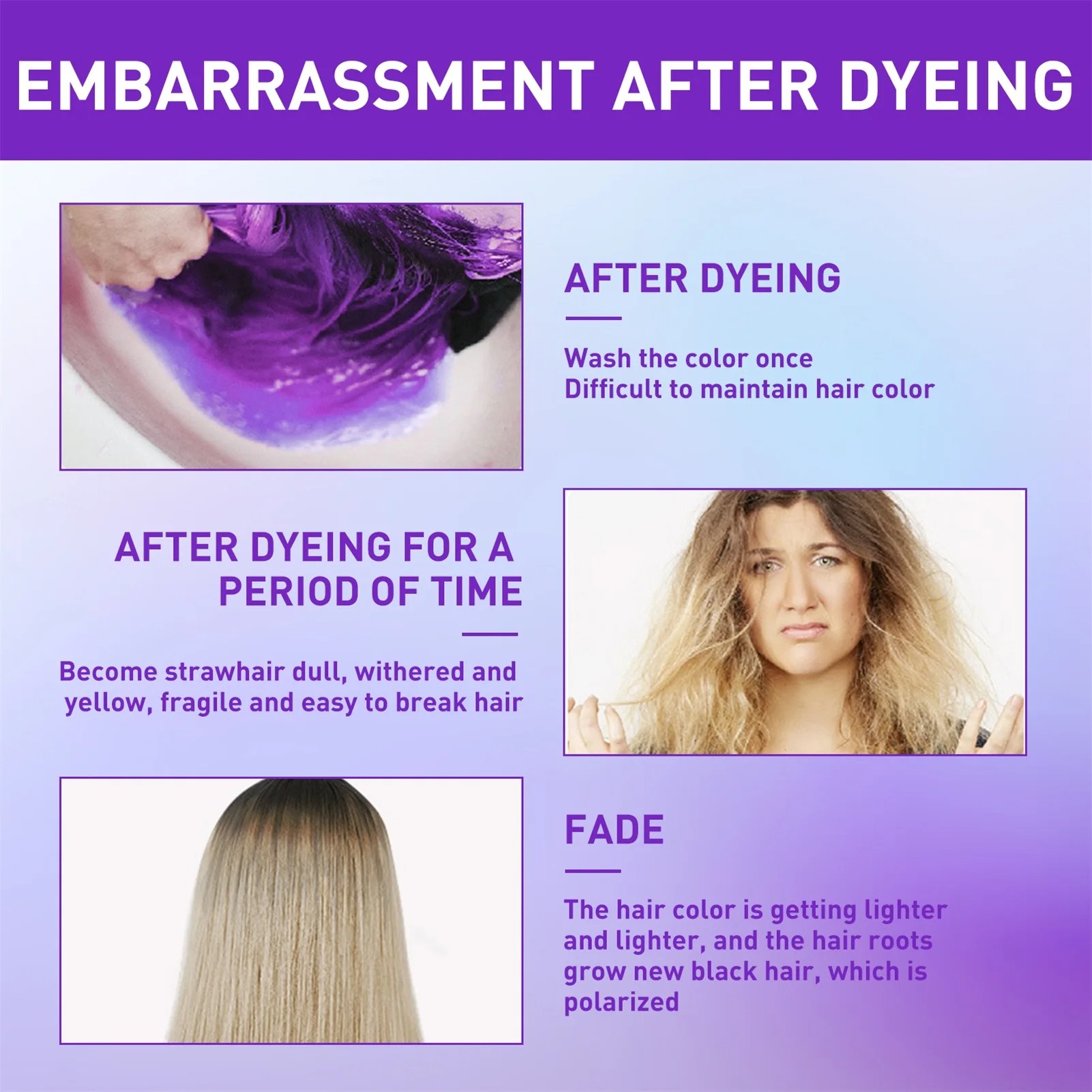 Color Fixing Shampoo for Fading Yellow  After Bleaching Care and Grey Hair Color Lock