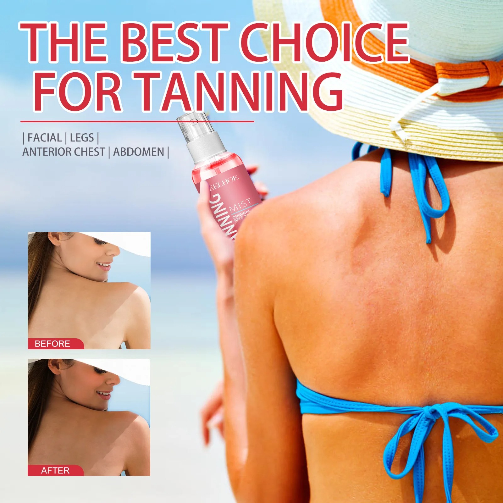 Strawberries Body Quick Tanning Spray Sunless Summer Tan Bronzer Lotion, 100ml