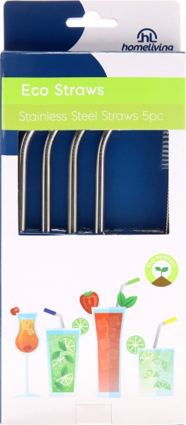Stainless Steel Drinking Straws 5pc  - Homeliving