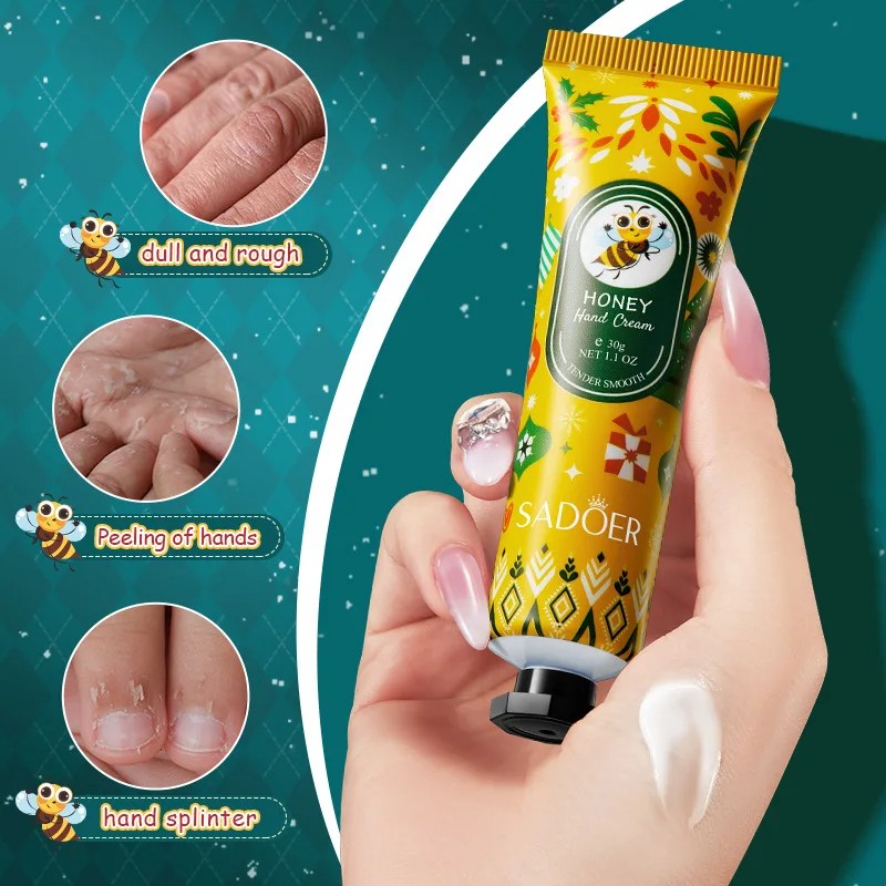 SADOER Honey Hand Cream Moisturizing, Brightening, and Repairing for Dry, Cracked Hands