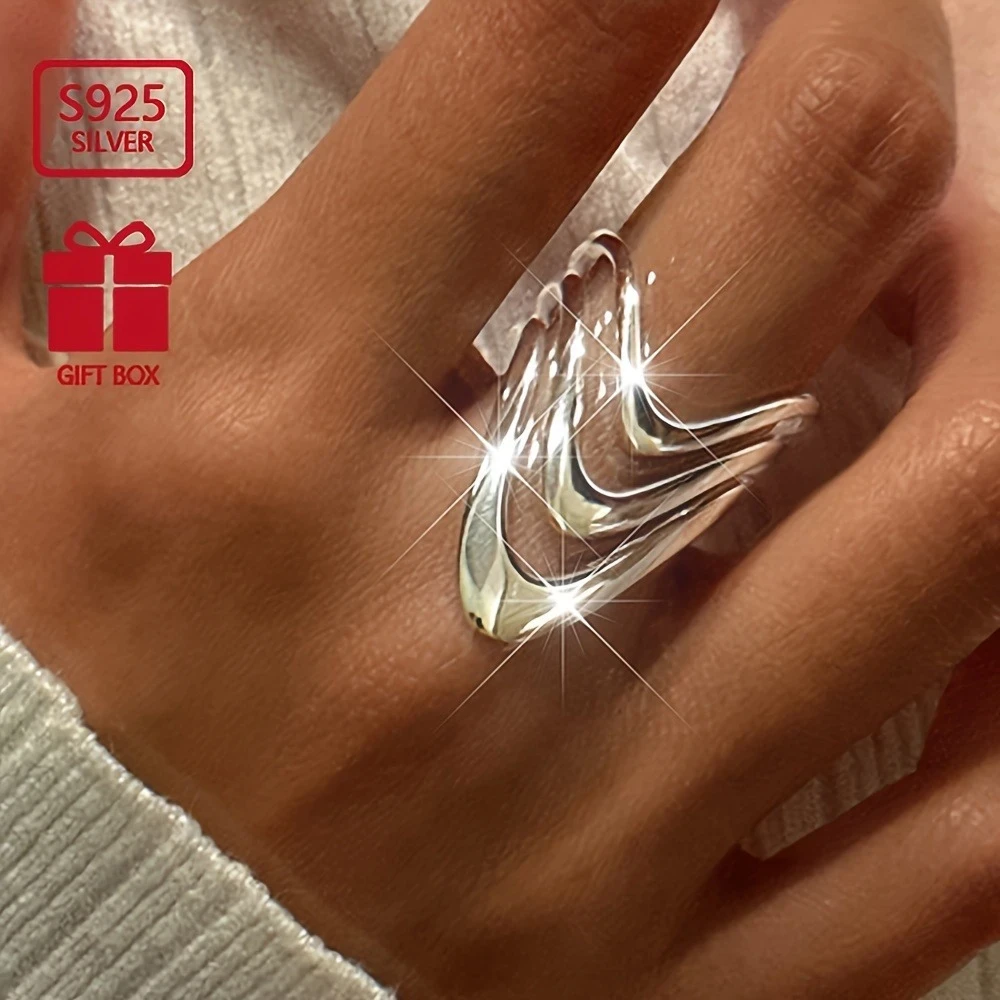 Chic 925 Sterling Silver Statement Ring - Handcrafted, Nickel-Free Hammered Design for Everyday & Party Wear, Perfect Gift for Her