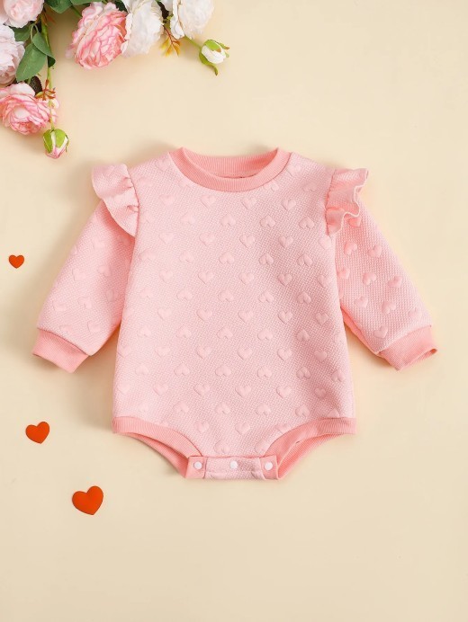 Baby Girl's Fashion Love Peach Romper