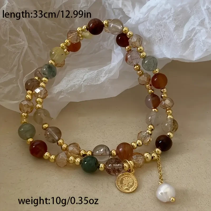 Vintage-Inspired Double Layer Copper Beaded Bracelet