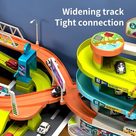 Children's Adventure Steering Wheel Car Building Parking Lot Intelligence Brain Rail Car