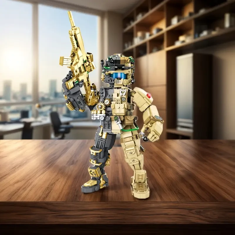Soldier building block set, half disassembly soldier block