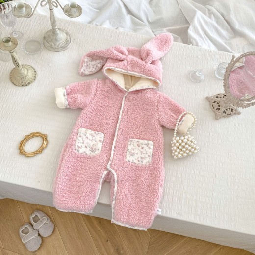 Personality Winter Baby Fleece-lined Jumpsuit
