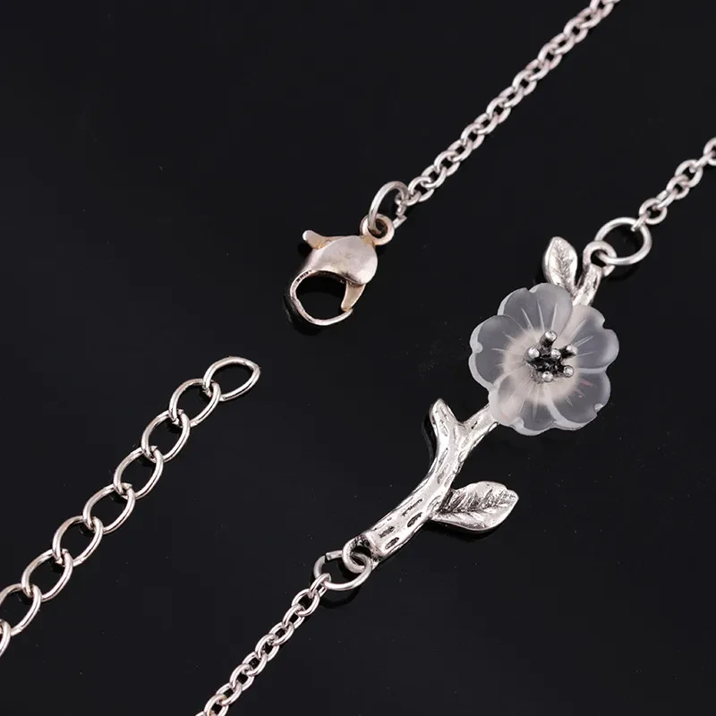 Tree branch Camellia Flower Pendant Necklace