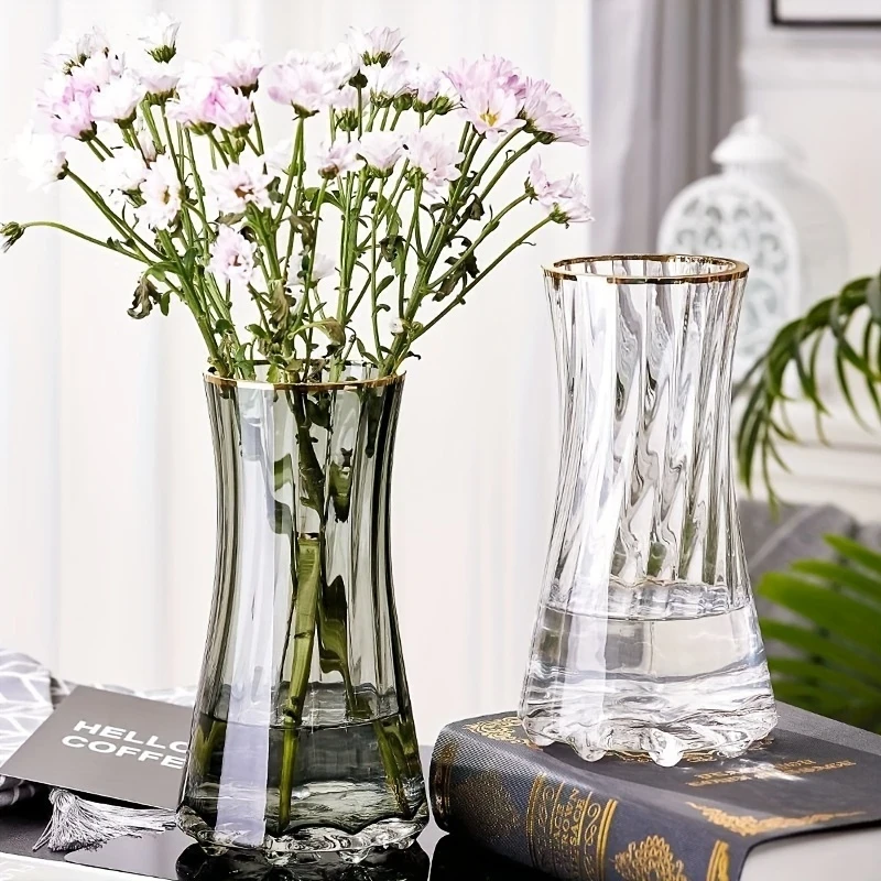 Contemporary Striped Glass Bud Vase, Cylinder Shape  Artistic Decorative Vase for Home, Living Room, Bedroom, Coffee Table, Office Desk, Reception