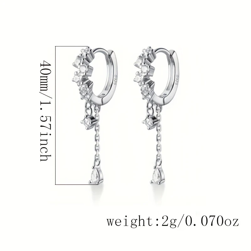 Luxury & Classic 925 Sterling Silvery Tassel Drop Earrings - Delicate Temperament Accessory for Daily Wear & Parties, Perfect Gift for Ladies