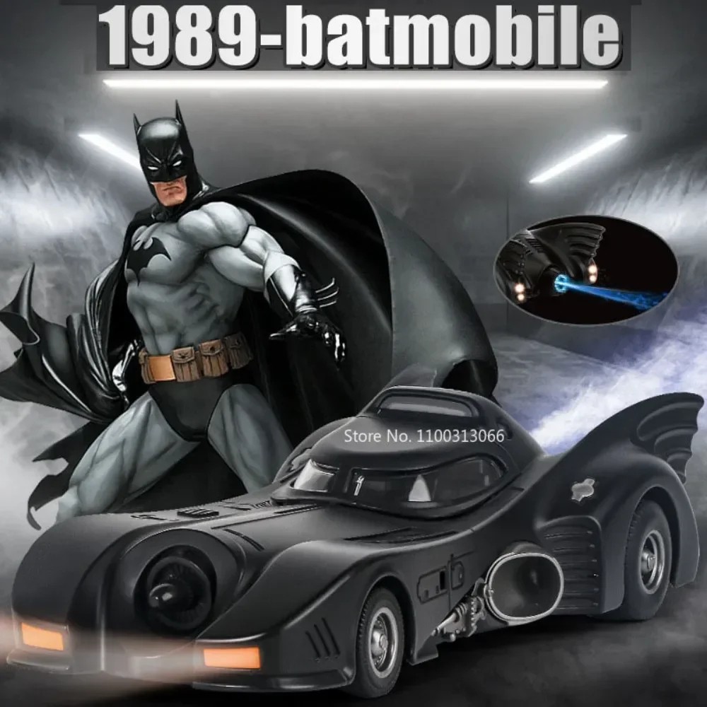 1/24 1989 Batmobile Alloy Car Model - Simulation Metal Diecast Toy Vehicle with Light and Sound