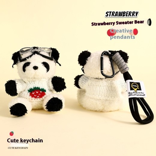 Cute Plush Strawberry Bear Doll Keychain Pendant