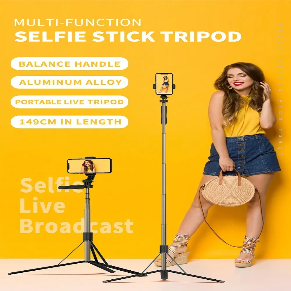 Compatible with Apple, Bluetooth Wireless Selfie Stick Tripod Foldable Monopod