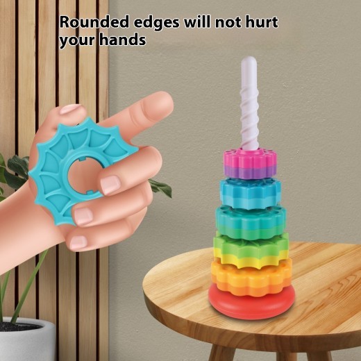 Rainbow Rotating Tower Toy Baby Early Education Intellectual Development Intelligence Ferrule