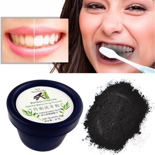 Activated carbon whitening tooth powder