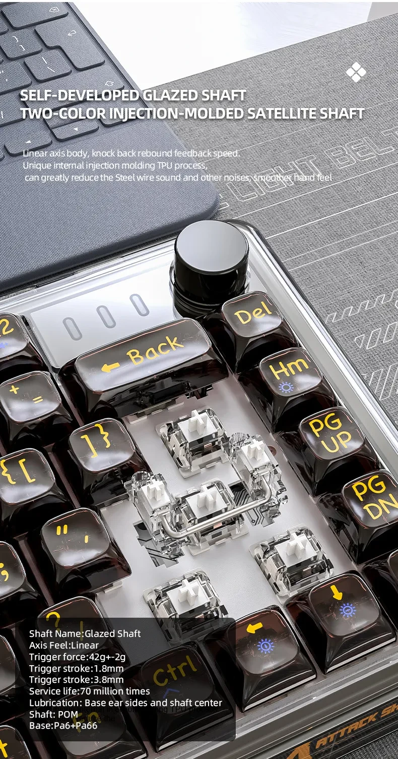 Attack Shark K75RGB Wireless Mechanical Bluetooth Transparent Gasket Hot Plug Keyboard