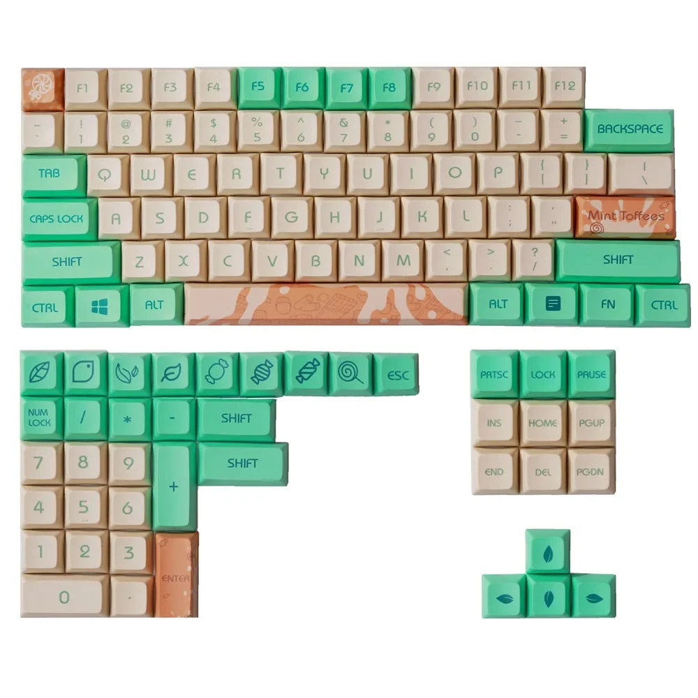 Mint Toffee DSA Ball Cap PBT Sublimation Keycap XDA104 Mechanical Keyboard Dedicated Keys