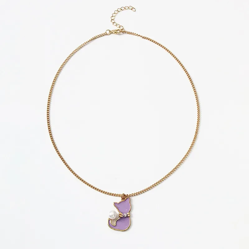 Cartoon Cat Pendant Alloy Necklace Women