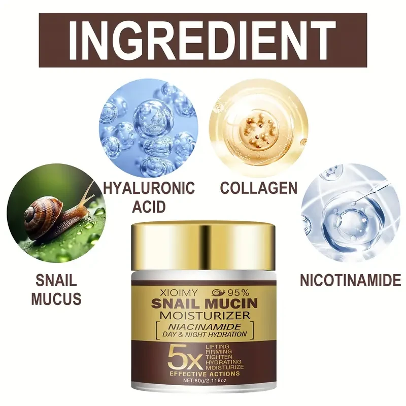 XIOIMY 60g Snail Face Cream with 5X Snail Mucin Moisturizer