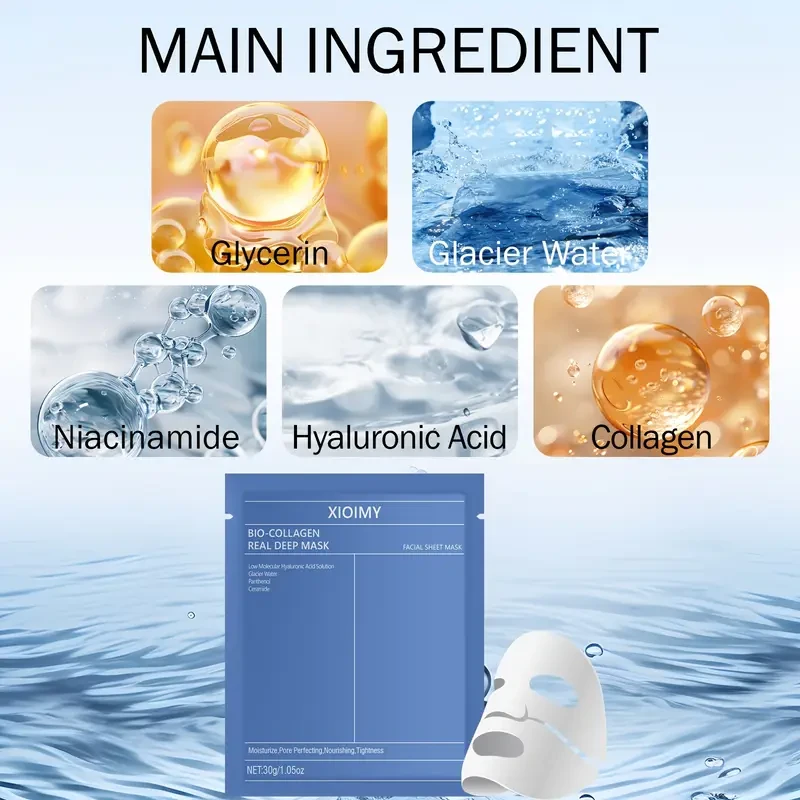 5pcs Biological Collagen Powerful Moisturizing Facial Mask