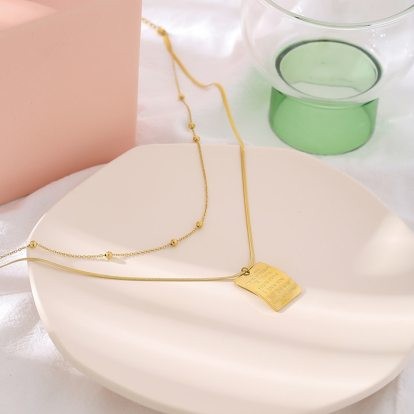 Gold Stainless Steel Pendant Necklace
