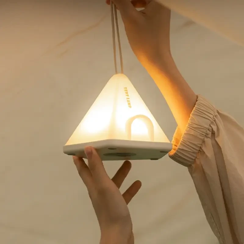 1pc Tent-Shaped LED Pendant Light USB Rechargeable 1200mAh Lithium Battery, Multi-Mode Mood Lighting for Bedroom, Home, Office Decor, Desk & Scene Decoration