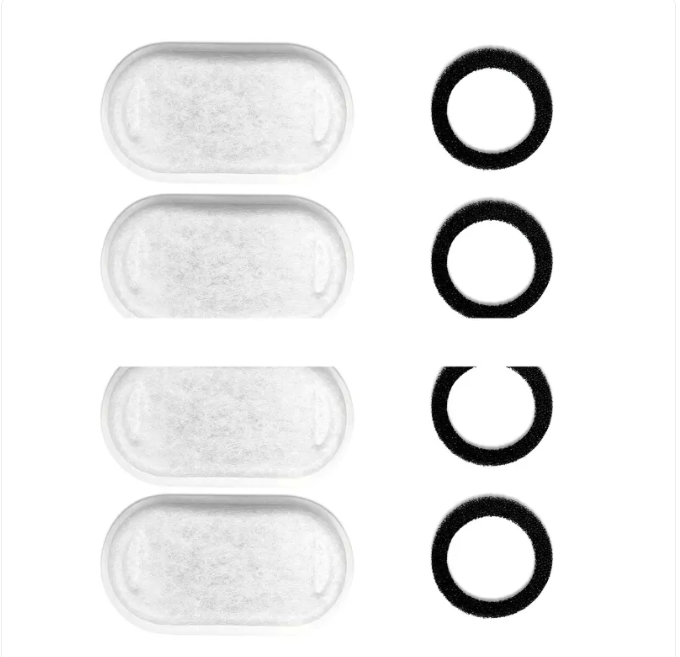 4filter element 4filter cotton  Stainless Steel Pet Fountain Filter, Replacement Filter with 10 Filters and 10 Sponge  Easy to Install and Clean for Cat