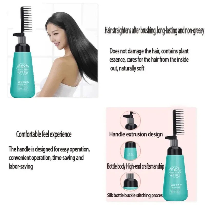 Hair Straightening Cream and Comb Set Repair Hair Frizz, Beautiful Protein Smooth Care