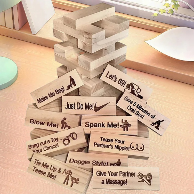 Couple Game Night Intimacy Block Tower Jenga Game Valentine Tumbling Tower Stacking Blocks Game Party Interactive Games 18