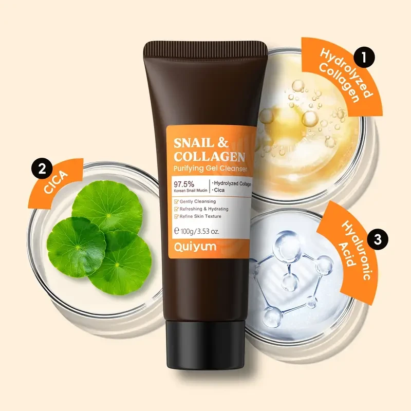 Quiyum Snail & Collagen Gel Cleansser 3.53oz