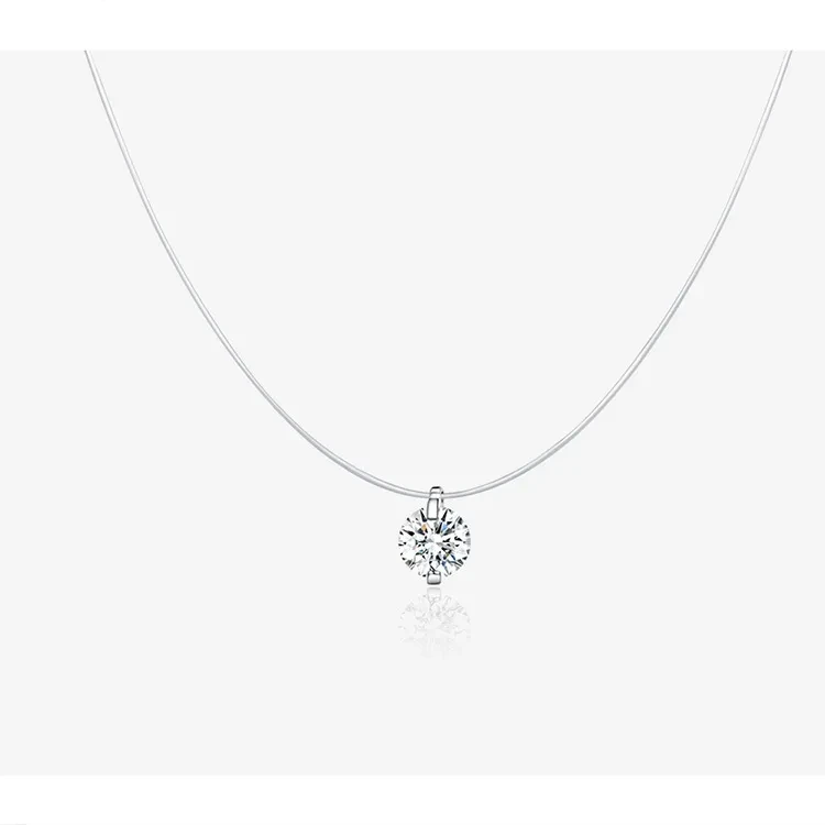 Invisible Fishing Line Necklace Zircon Pendant
