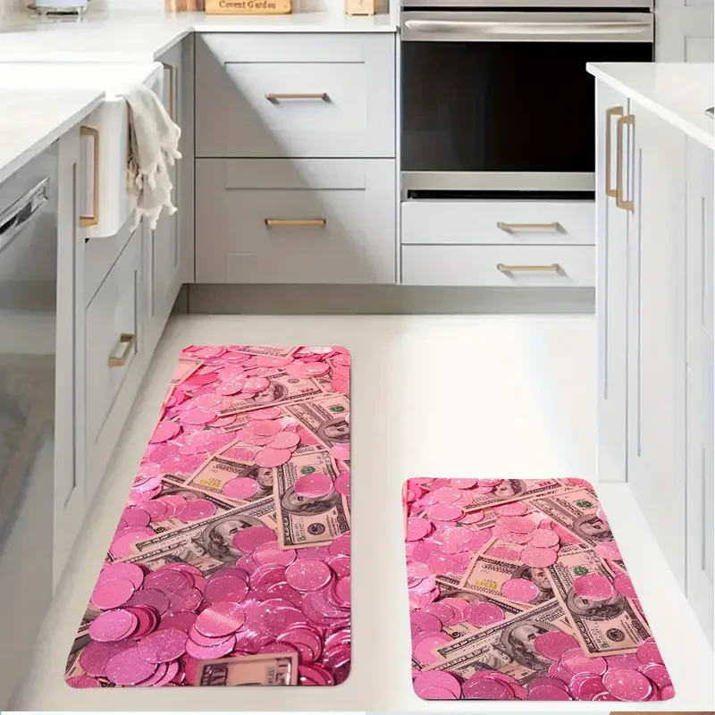 Pink Dollar Theme Soft And Comfortable Floor Mat