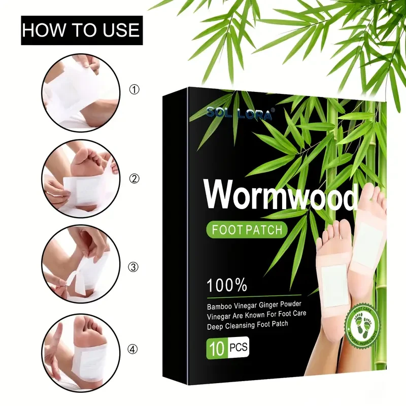 100pcs Wormwood Foot Patches with Bamboo Vinegar & Ginger Powder