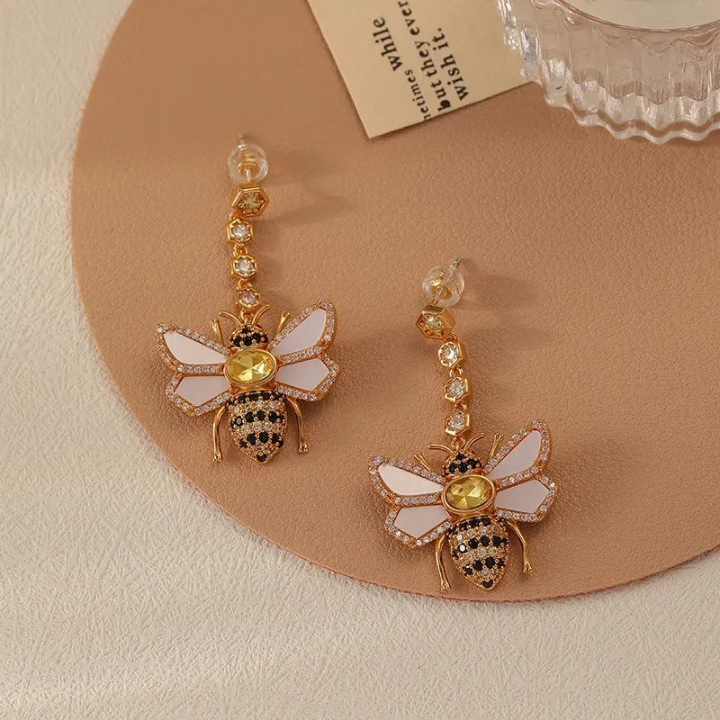 Women's Zircon Vintage Bee Earrings